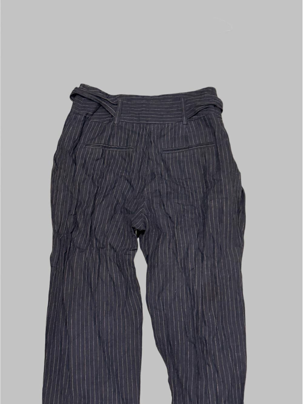 Veronika Maine Pants/Trousers 6 Loose Wide Leg Side Zip Black Striped Linen